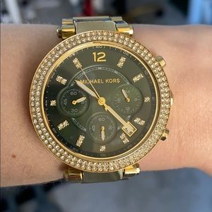 Michael Kors Gold and Green Watch